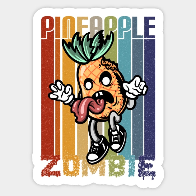 Retro Zombie Pineapple Halloween Sticker by The WYLD Tribe